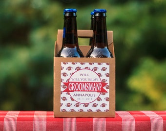 Football Groomsmen Proposal Beer Carrier. Groomsman Proposal. Best Man Invitation. Custom Groomsman Invite. Will You Be My Groomsman Box