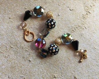 Black and Silver Bracelet, Glass Bracelet, Gift For Her, Beaded Jewelry, Beaded Bracelet