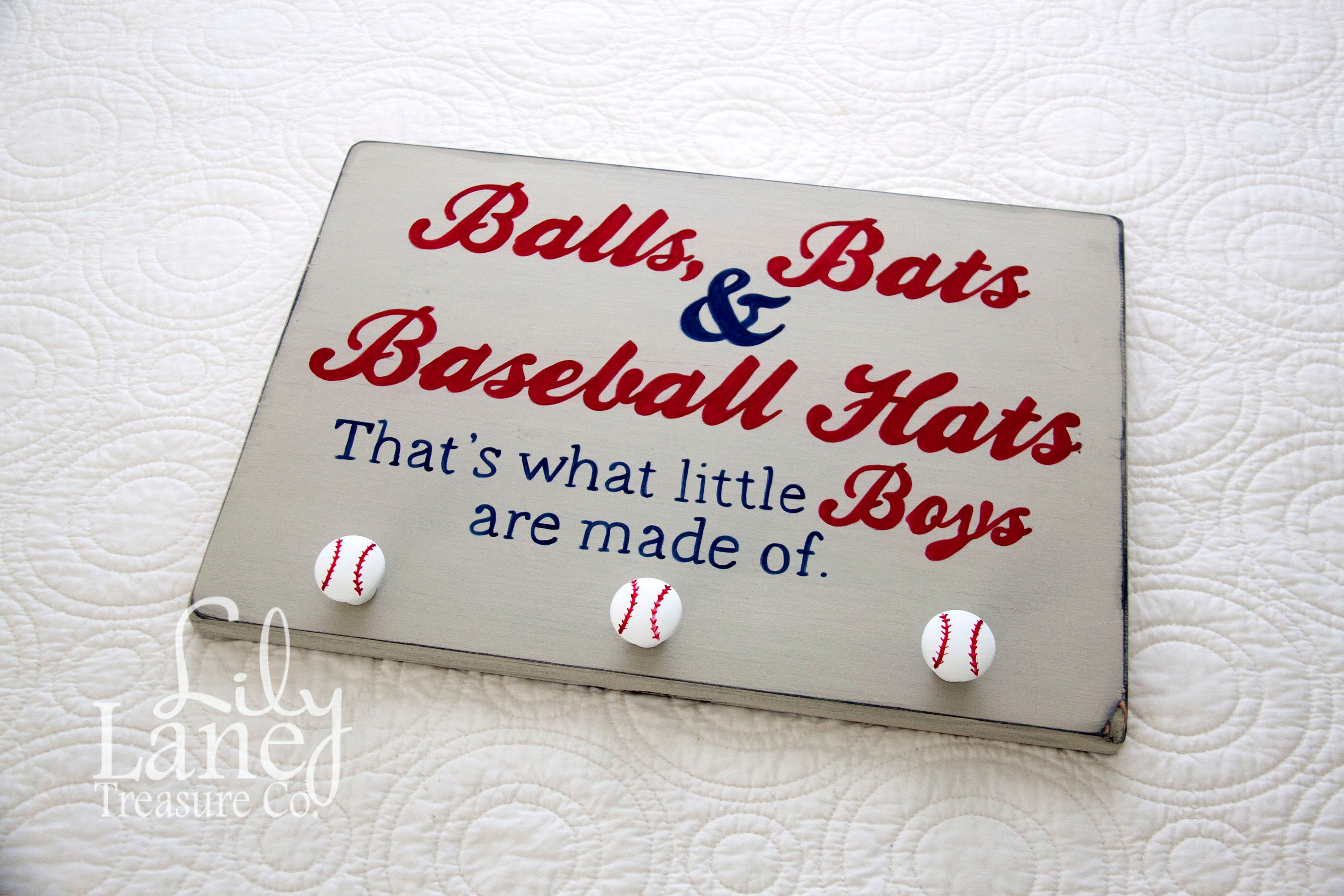 Balls Bats & Baseball Hats Hat Rack Vintage Baseball