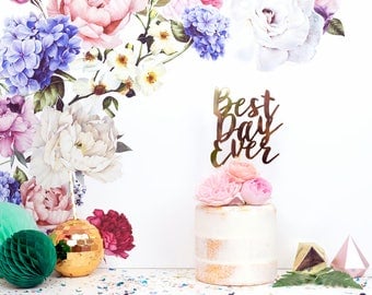Wedding cake topper - Best Day Ever cake topper - personalised cake topper - Wedding decoration - Rose Gold Wedding decor