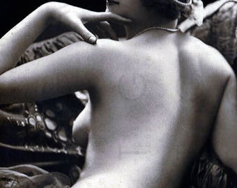 French FLAPPER FAB NUDE Erotic Photography. 20's Risque Printable Photo. Flapper Nude Photo Vintage Sexy Art Deco Digital Download.