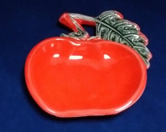 Vintage Large Tomato Spoon Rest - USA Ceramic Pottery VF 66 Red