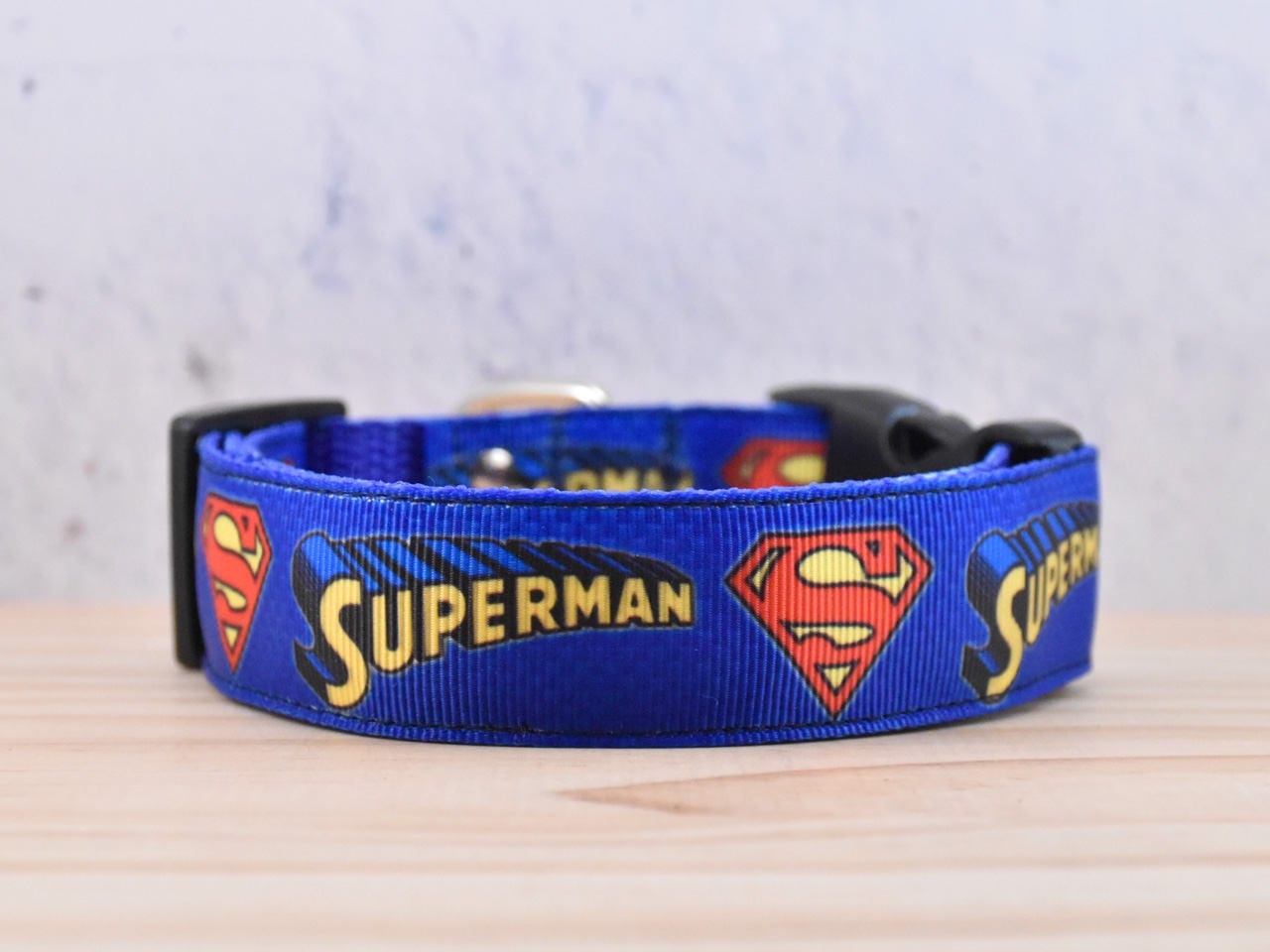 Superman Logo Adjustable Dog Collar / Blue /Marvel /Super hero