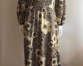 1970s Dress / The Switch / Balloon Sleeves / Floral / Maxi / M