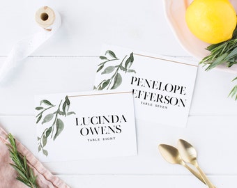 Wedding Place Cards, The Andrea Suite, Minimalist Wedding Suite, Floral Wedding Suite, Printable Place Cards