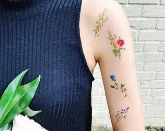 tattoo floral temporary flower tattoos pink victorian