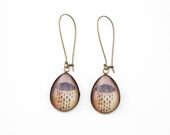 #1377 rain drop cloud earrings