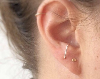 Suspender earrings - sterling silver suspender - J earrings - ear hangers - curved studs - minimalist - ear suspenders - edgy earrings