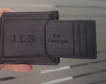 men's wallet, personalized mens wallet, custom engraved leather wallet, men wallets, fathers day, christmas, valentines day, gift for men