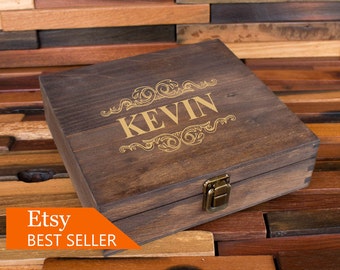 Rustic Cigar Box, Groomsmen Cigar Box, Best Man Gift, Wooden Cigar Box, Wood Gift Box, Groomsman Gift Box, Vintage Box, Wedding Party Box