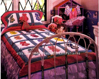 Sunbonnet Sue Quilt Vintage Pattern PDF Little Girls Patchwork Applique Quilt Pattern Twin-Size Quilt 52 x 73'' Instant download PDF - 2205