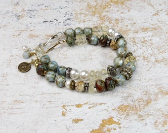 Mixed Metal Bracelet Pair | Rustic Bracelet | Earthy Bracelet | Country Chic Bracelet | Boho Bracelet | Artisan Bracelet