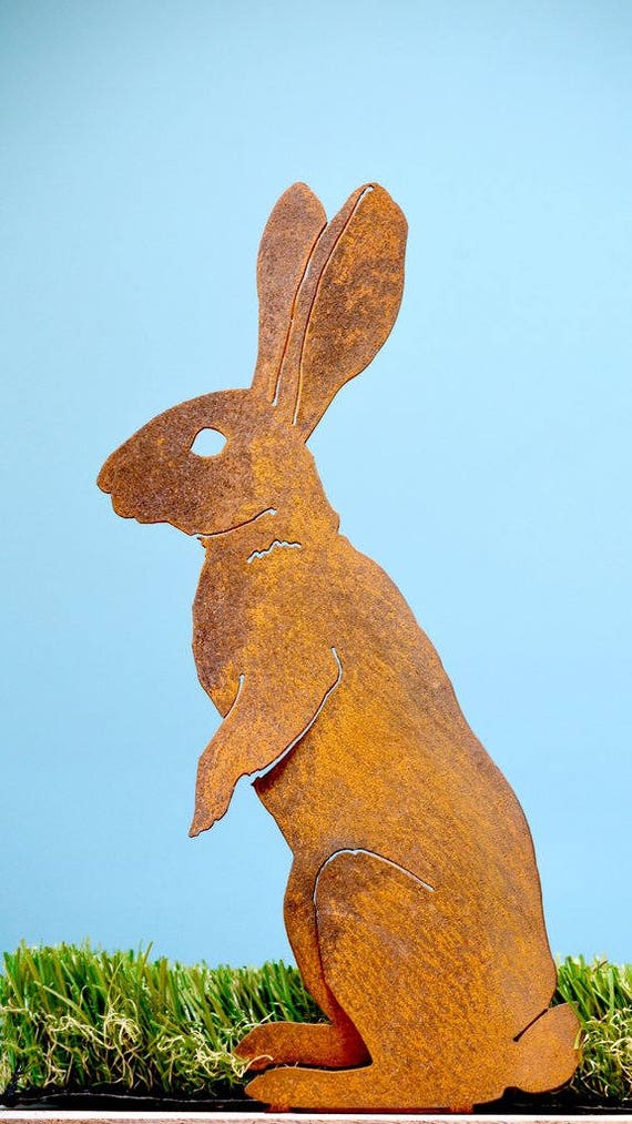 Jack Rabbit Primitive Country Rabbit Metal Garden Art