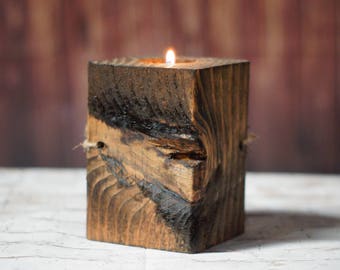 Reclaimed Wood Candle Holder, Rustic Home Decor Rustic Tealight Holder, Primitive Decor, Rustic Decor,Wooden Tealight Holder,5th ANNIVERSARY