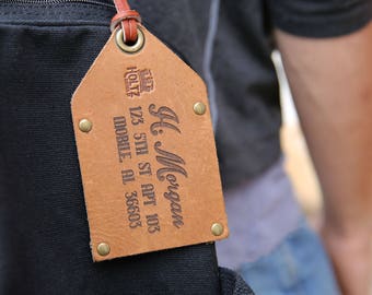 The Traveler Personalized Leather Luggage Tag, Travel Tag, Leather Tag, rustic Tag, Mother's Day Gift, Gift for Mom, Mother's Day Gifts
