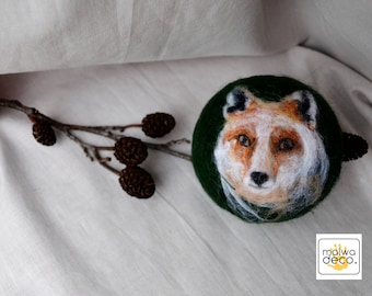 Fox decor red fox ears red tail wild animals miniatures handmade nature felted gift woodland ooak for him window decor Christmas decoration