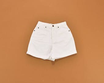 White Denim Shorts, White Jean Shorts, 90s Denim Shorts, High Waist Shorts, 90s Minimal Shorts, Womens Shorts Size 4