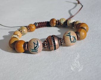 Men's Adjustable bracelet Shamballa bracelet Jasper bracelet For a fisherman's seaman Gemstone bracelet Christmas Boho bracelet Gift for him