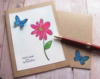 Sympathy Card, Watercolour Card, Handmade Card, Love and Sympathy Card,Condolences Card, Funeral Card, Bereavement Card, Thinking of You