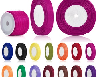 50 Yards 3mm/6mm Sheer Organza Ribbon Wedding Decor Supply Hair Bows Craft Jewelry making Sewing Gift wraping, 35 Colors, V-RN0009-RN0010