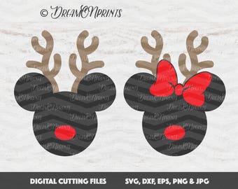 Mickey Deer SVG, Minnie Mouse Svg, Minnie Deer Svg, Christmas Disney Svg, Minnie Head, Silhouette files, Monogram Mickey Mouse SVDP278