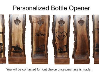 Beer Bottle Opener, Cap Catcher, Rustic Cap Catcher, Personalized Cap Catcher, Rustic Decor, Live Edge Cap Catcher, Rustic Bottle Opener