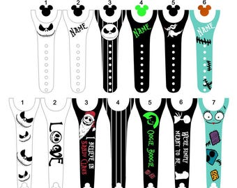 IMPROVED 2.0 Magic Band Decals, The Nightmare Before Christmas, Jack Skellington, Sally, Oogie Boogie, Zero, Halloween, personalized band