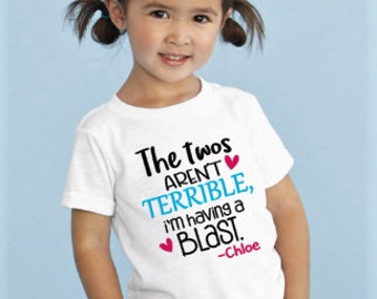 Terrible Two's Shirt, Unisex Toddler Birthday Shirt, Fun Kids Tee