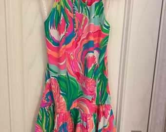ISABEAU DRESS made with authentic lilly pulitzer fabric Serene Blue Paradise Bound