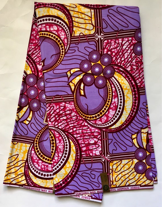 African Print Fabric/ Ankara Purple Fuschia Marigold