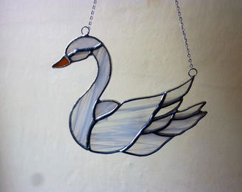Swan stained glass suncatcher