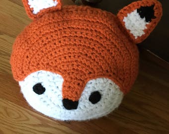 Fox Pillow / Rusty Orange Handmade Crochet Fox Pillow Fox Pillow / Rusty Orange Handmade Crochet Fox Pillow