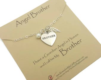 brother memorial loss angel gift husband remembrance sympathy sterling death necklace jewelry silver