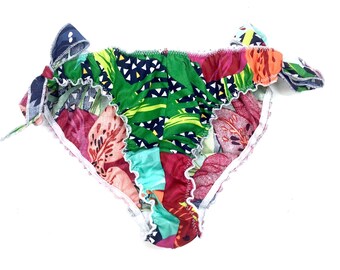 Pattern/cotton panties floral /exotique /fait Celin creations/small retro panties hand / bow