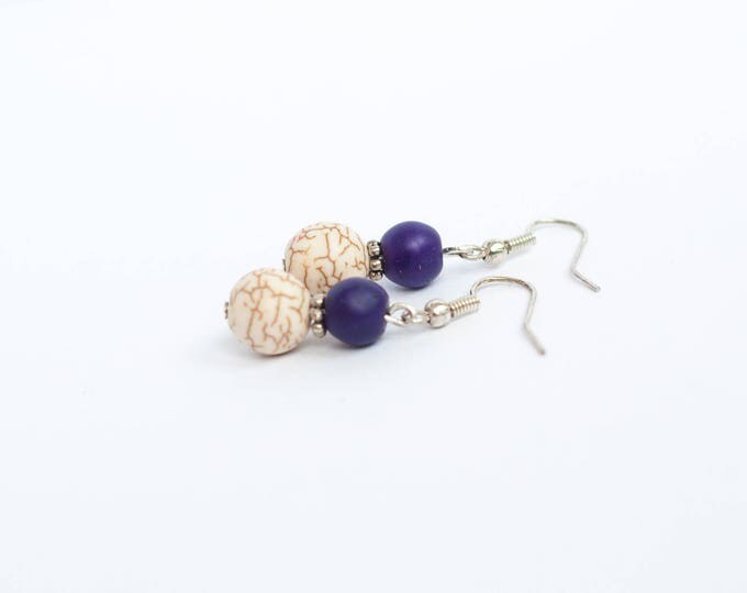 Purple dangle earrings, Purple earrings for girl, Stone earrings, Lavender earrings, Violet earrings, Purple earings, Lilac howlite earrings