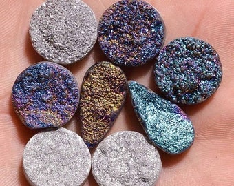 65% OFF SALE 8 Pieces Lot Multi Druzy Loose Gemstone 14 Grams Gray Druzy Gemstone Loose Stone Wholesale Price Natural Gemstone Cab Natural S