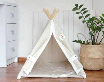 Pet teepee with poles and mat, dog teepee, cat teepee, dog house, cat house, dog bed, cat bed, dog collar, pet tent, summer outdoor
