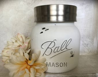 Mason Jar Cannister, Cookie Jar, Vase, Kitchen Canister, Utensil Holder, Storage Jar, Dog Treats