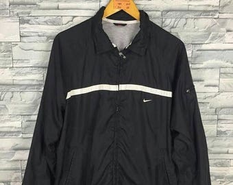 Vintage 90's NIKE Windbreaker Jacket Medium Nike Swoosh Streetwear Usa Sportswear Windbreaker Trainer Sports Nike Black Jacket Size M