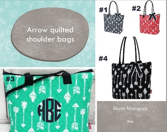 Straight & Arrow Quilted Shoulder Bag , Travel Duffel, personalized Weekender Bag , Travel Duffle bag