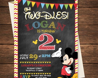 Mickey Birthday Invitation, Mickey Birthday, Two-dles Invitation, Oh Two-dles, Oh Two-dles Invitation, Mickey 2nd Birthday, Oh Twodles