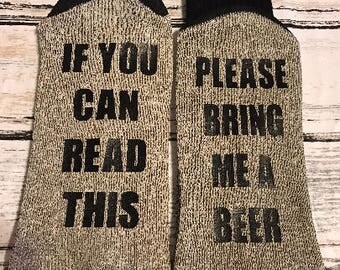 If you can read this socks -beer socks - funny socks - Christmas - Adult Socks