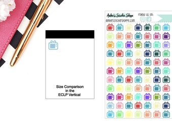 Multicolored or Black Mini TV Television Icon Planner Stickers
