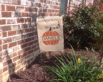 Fall Garden Flag-Burlap Flag-Pumpkin Garden Flag