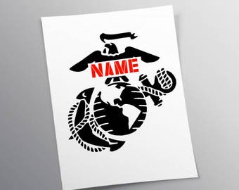 Marine Corps EGA with Last Name Personalized Custom Decal Sticker Marine Girlfriend Decal Marine Girlfriend Marine Wife Marine Fiancee USMC