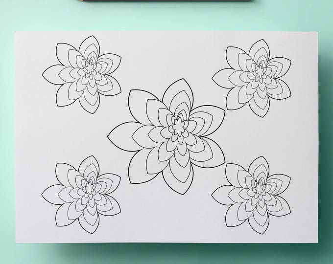 Printable Flower Coloring Page, Fun Gift Idea, Easy To Color