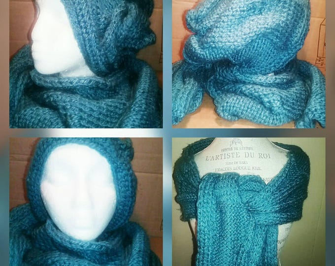 Knitted Slouch Beanie and Scarf Set