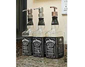 50% OFF! Jack Daniels Whiskey Soap Dispenser / Glass Spray Bottle / Bathroom Soap Pump Bottle Kitchen Glass Soap Dispensers / Dad Gifts