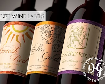 Game of Thrones wine labels, Pack of 4, GoT Party Décor, Game of Thrones birthday, Arbor gold wine, Thrones Party Decor, Thrones theme party