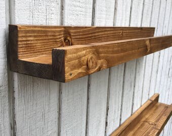 5in wide wooden handmade shelf, rustic floating wall shelf, length 12", 24", 36", 48", handmade wooden shelf, rustic decor, display.